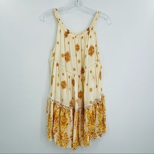 Free People talk to me trapeze dress tiered floral mini swing women's size small